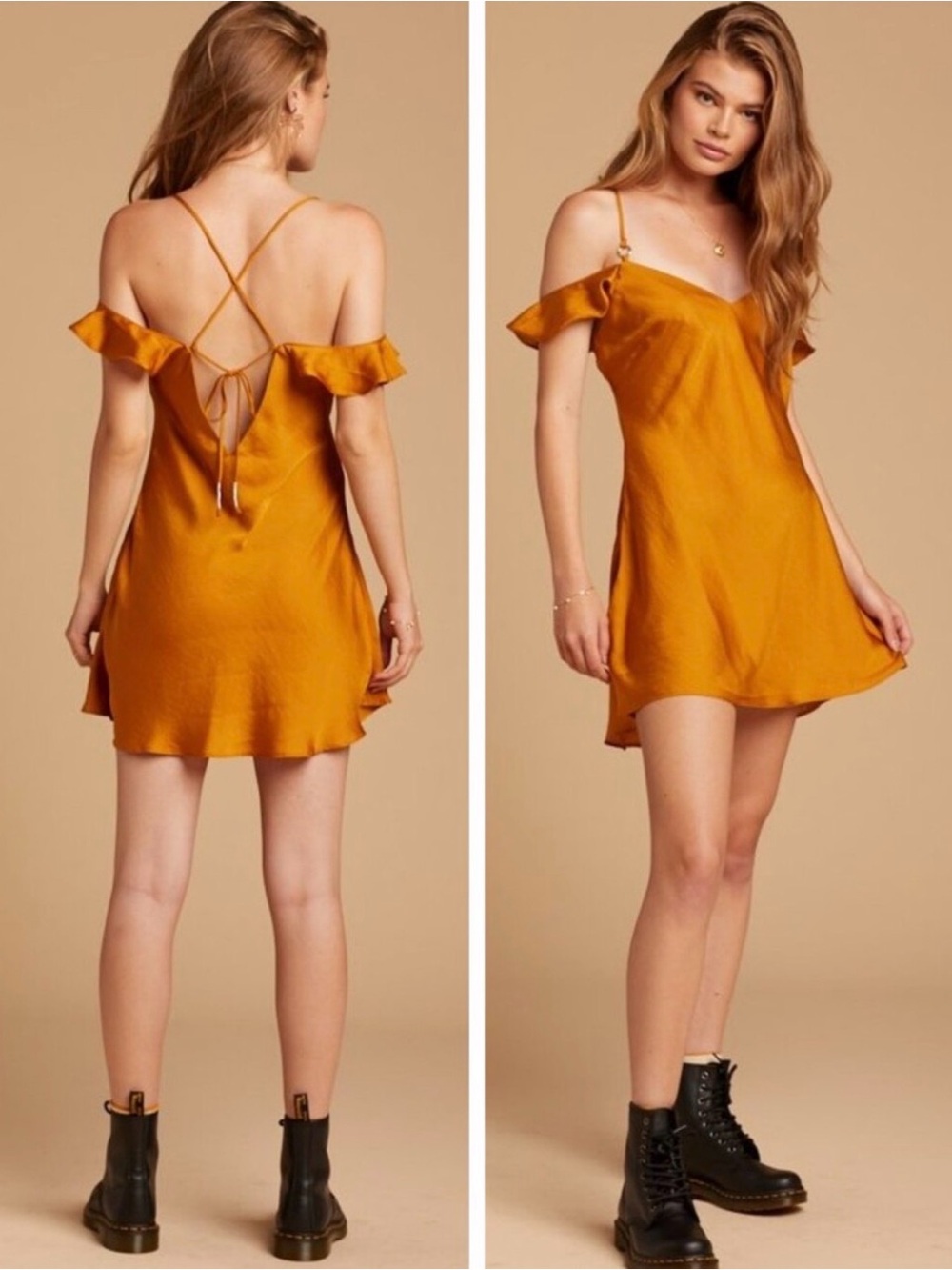 Free People what I want mini gold dress boho